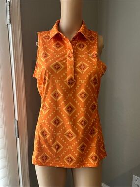 J.Lindeberg Orange Print Golf Top M